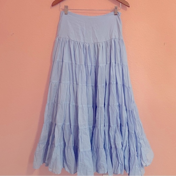 NWT Erika Peña SET Anna cielo blue maxi skirt and button down shirt size XS/S - Picture 5 of 10